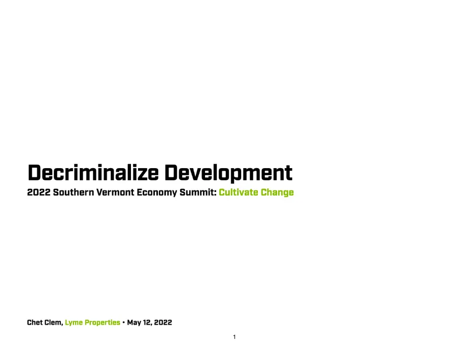 Decriminalize Development, slide 1